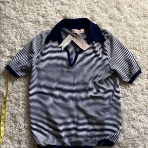 Philosophy Navy and White Striped Polo NWT Size M